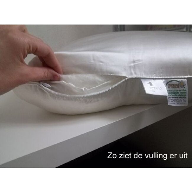Zijden hoofdkussen Harmony - 100% Moerbeizijde & Katoenen Tijk